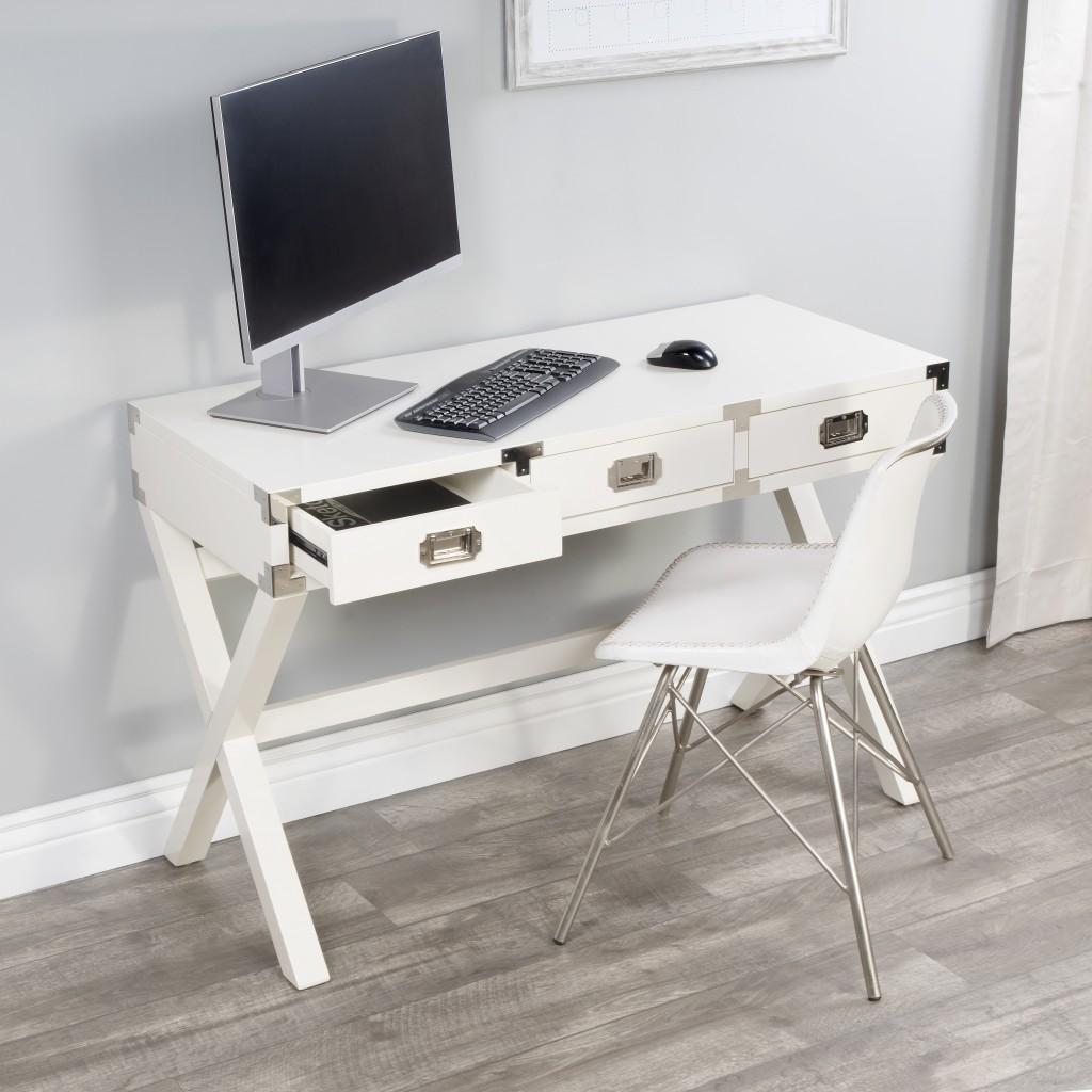 Modern White Campaign Style Desk