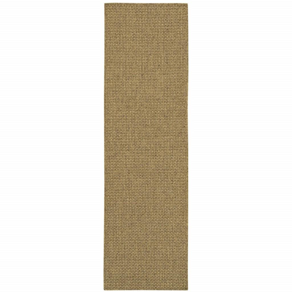 2’x8’ Solid Tan Indoor Outdoor Runner Rug