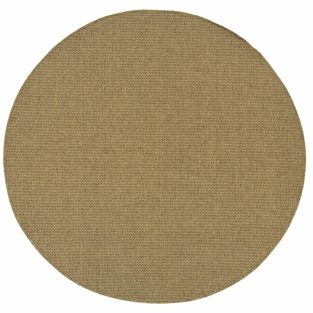 8’ Round Solid Tan Indoor Outdoor Area Rug