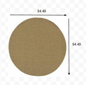 8’ Round Solid Tan Indoor Outdoor Area Rug