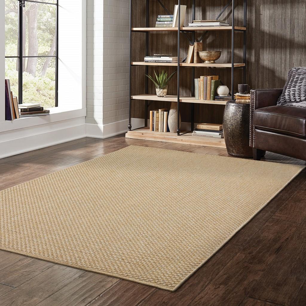 3’x5’ Solid Sand Beige Indoor Outdoor Area Rug