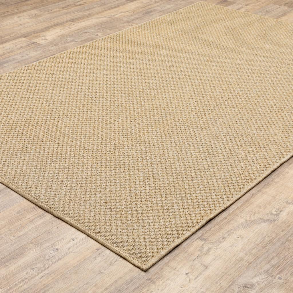 9’x13’ Solid Sand Beige Indoor Outdoor Area Rug