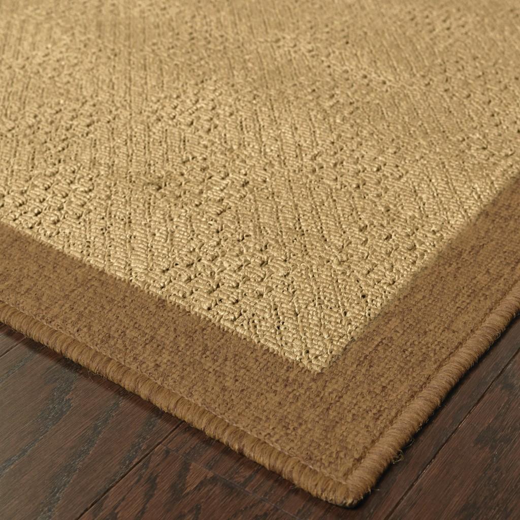 2’x8’ Beige and Brown Plain Indoor Outdoor Runner Rug