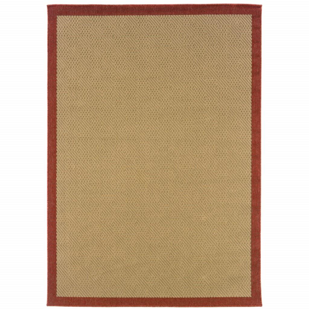 4’x6’ Beige and Red Plain Indoor Outdoor Area Rug