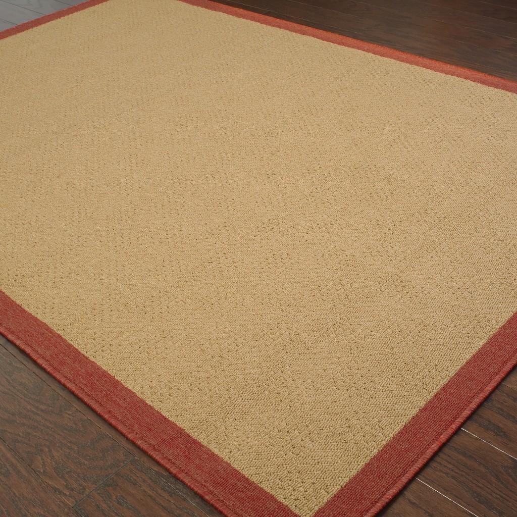 4’x6’ Beige and Red Plain Indoor Outdoor Area Rug