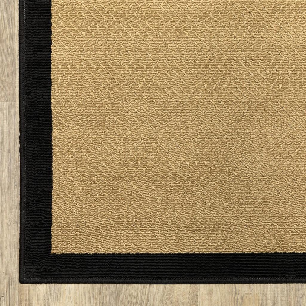 2’x8’ Beige and Black Plain Indoor Outdoor Runner Rug