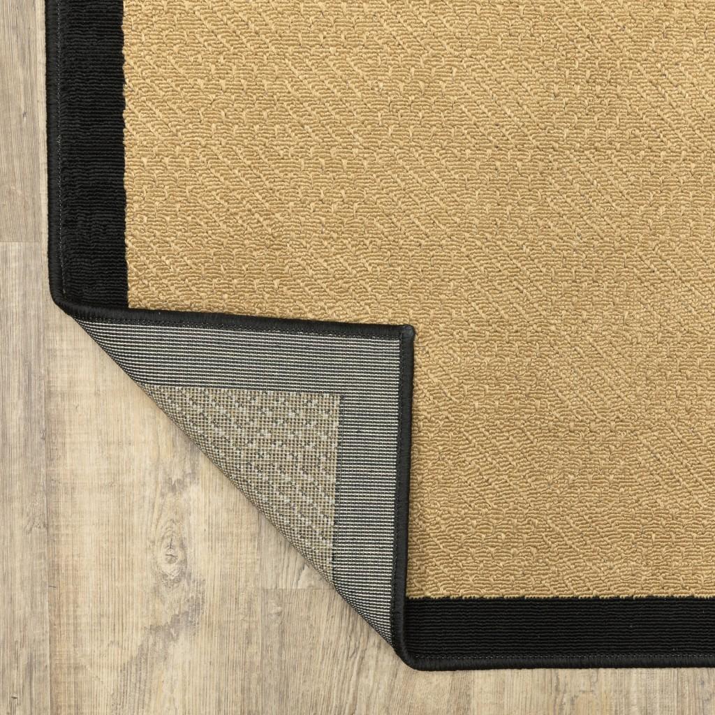 2’x8’ Beige and Black Plain Indoor Outdoor Runner Rug