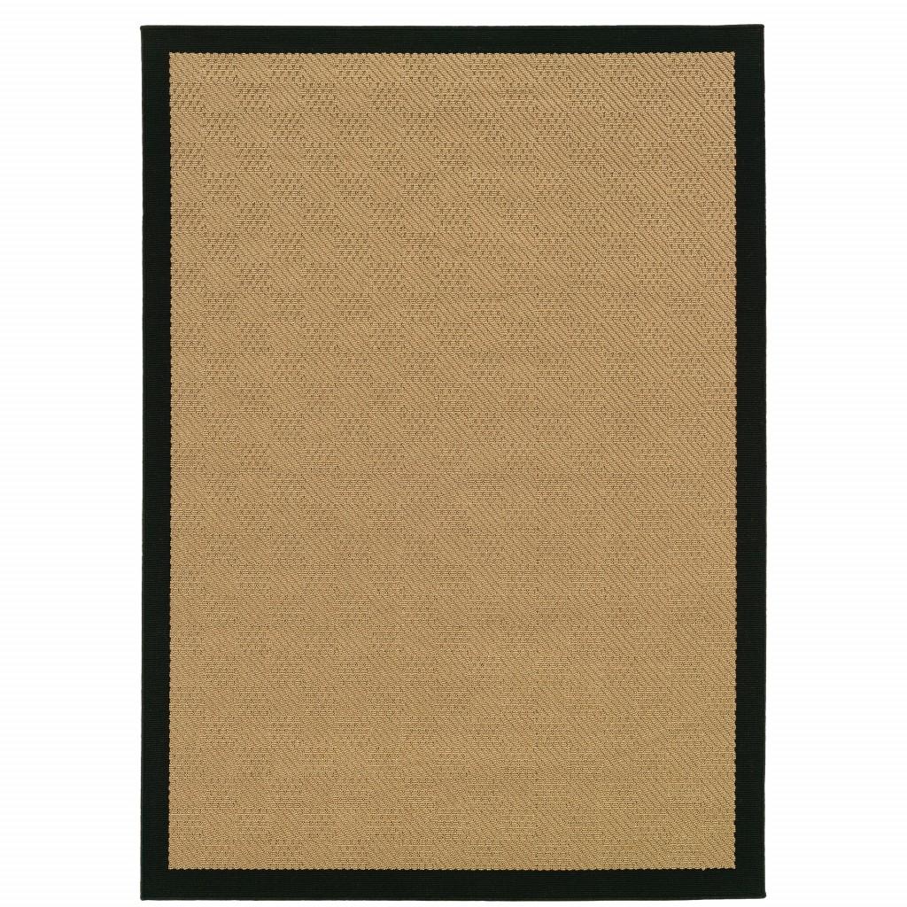 3' x 5' Beige and Black Plain Indoor Outdoor Area Rug