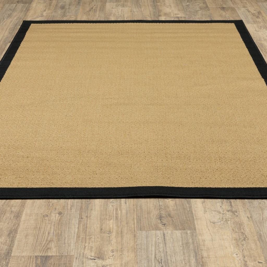 3' x 5' Beige and Black Plain Indoor Outdoor Area Rug