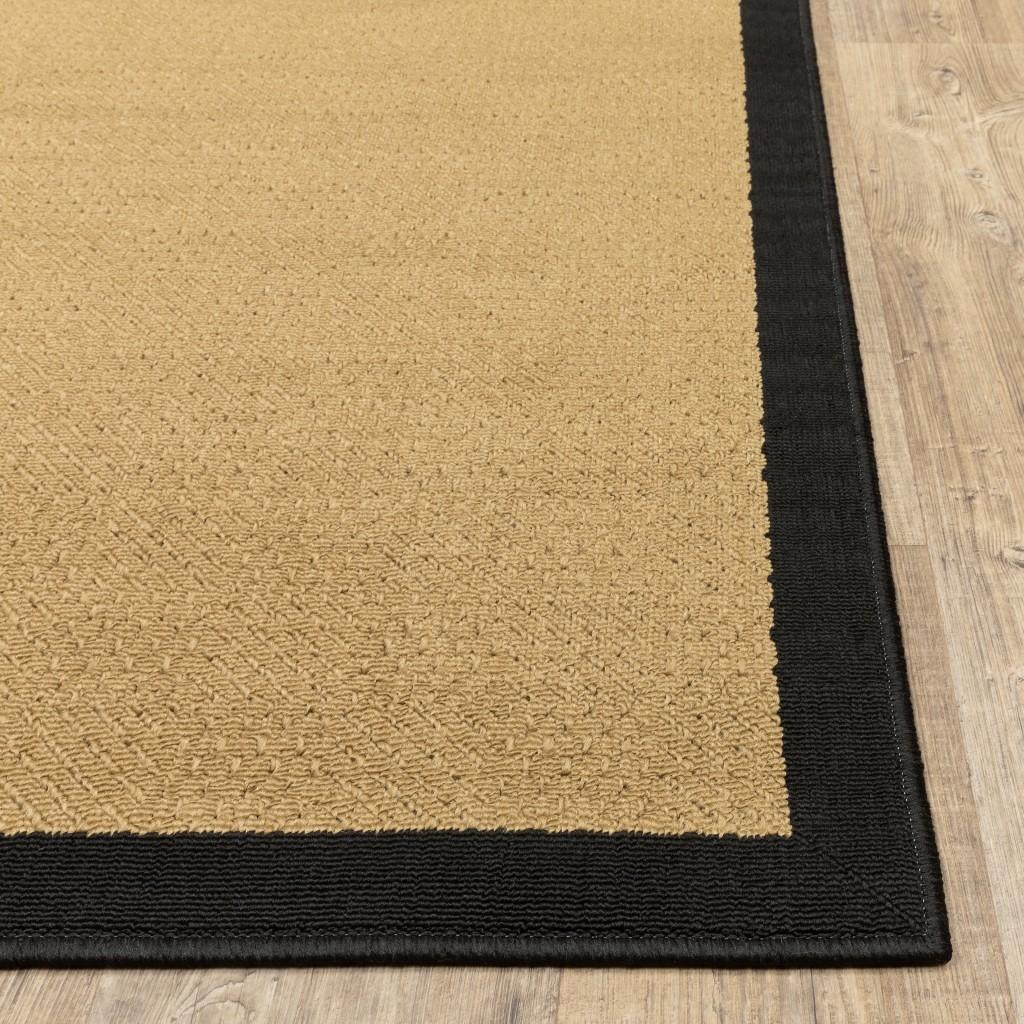 3' x 5' Beige and Black Plain Indoor Outdoor Area Rug