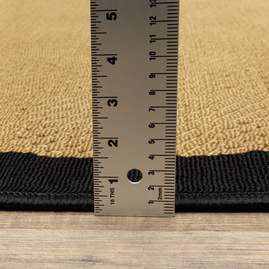 8’ Round Beige and Black Plain Indoor Outdoor Area Rug