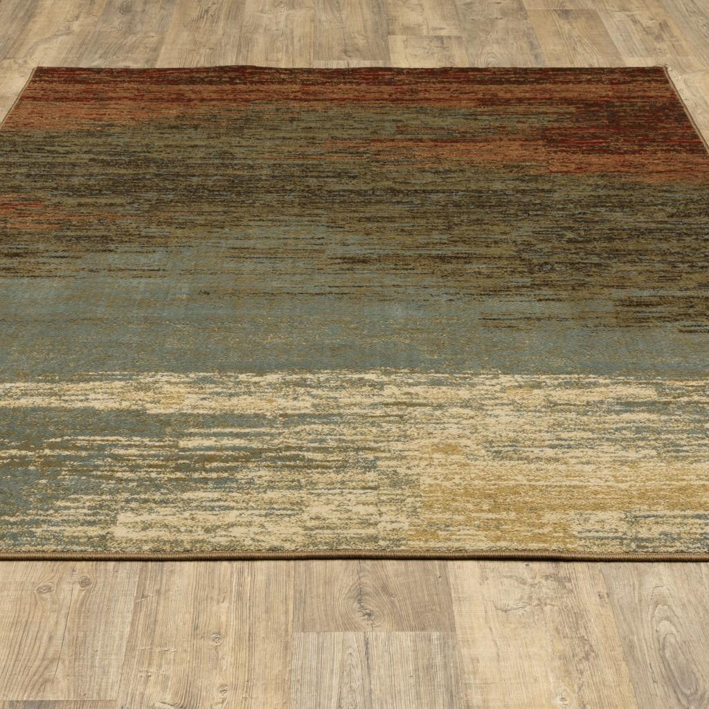 7’x9’ Blue and Brown Distressed Area Rug