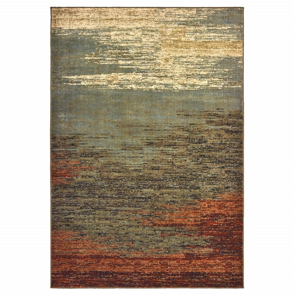 8’x10’ Blue and Brown Distressed Area Rug