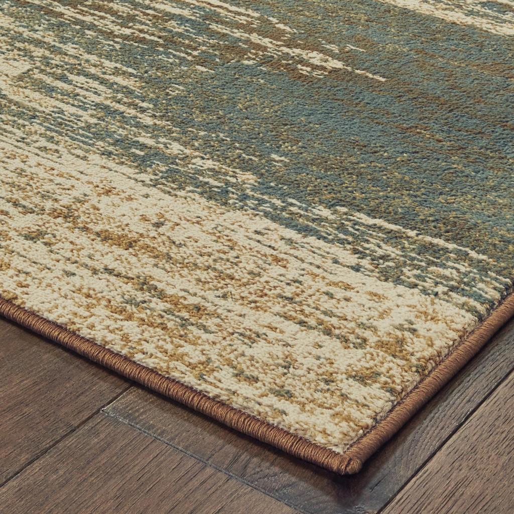 8’x10’ Blue and Brown Distressed Area Rug