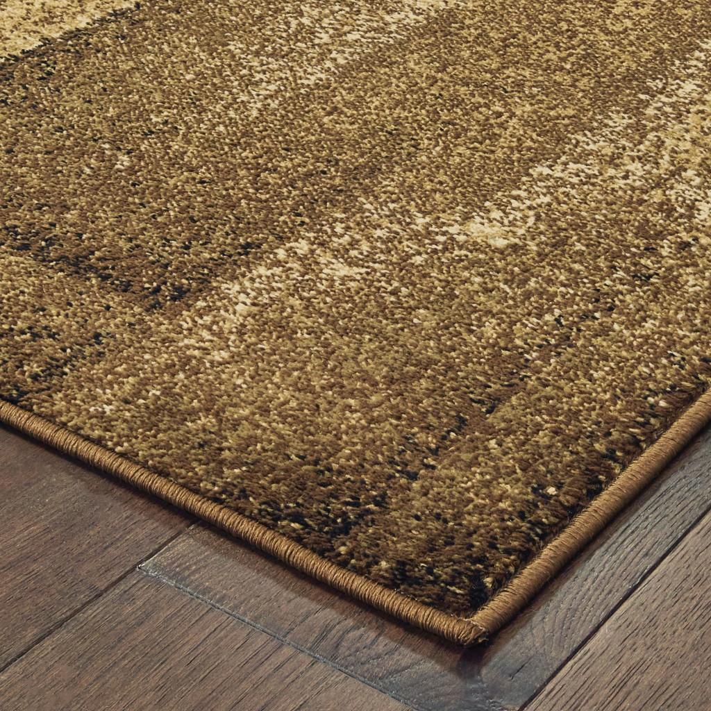 8’x10’ Brown and Beige Distressed Blocks Area Rug