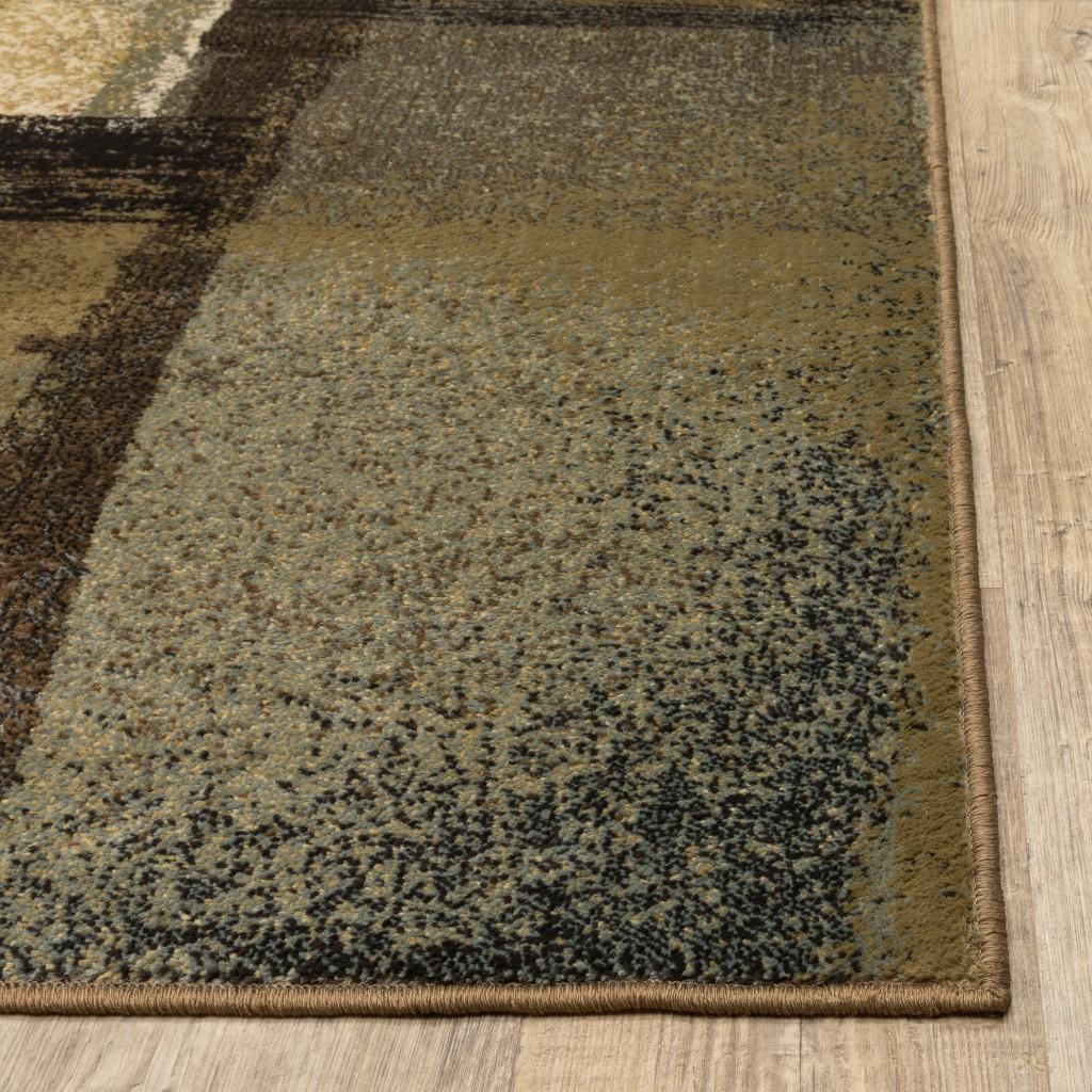 8’x10’ Brown and Beige Distressed Blocks Area Rug