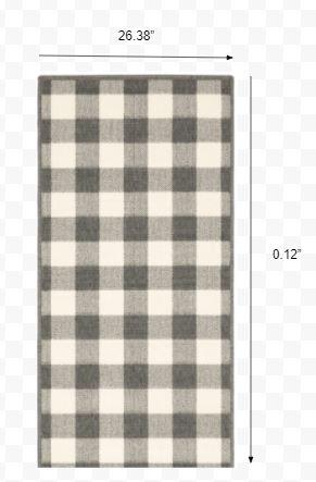 2’x8’ Gray and Ivory Gingham Indoor Outdoor Runner Rug