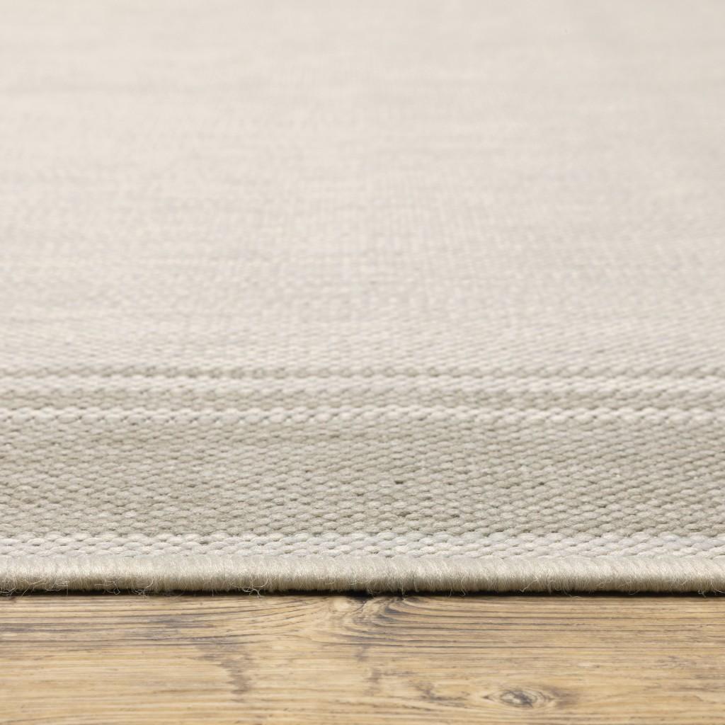 3’x5’ Ivory and Gray Bordered Indoor Outdoor Area Rug