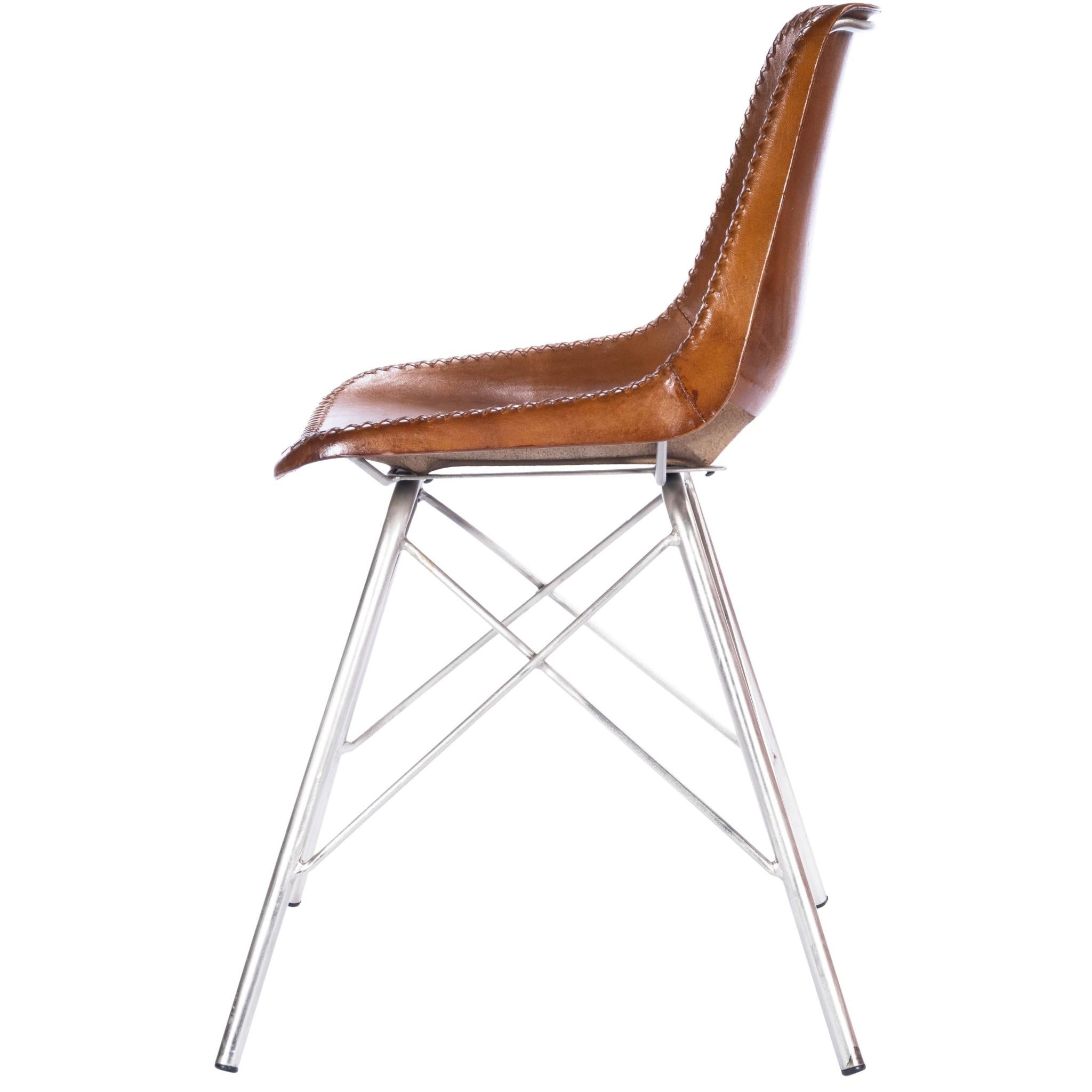 Light Brown Leather Side Chair