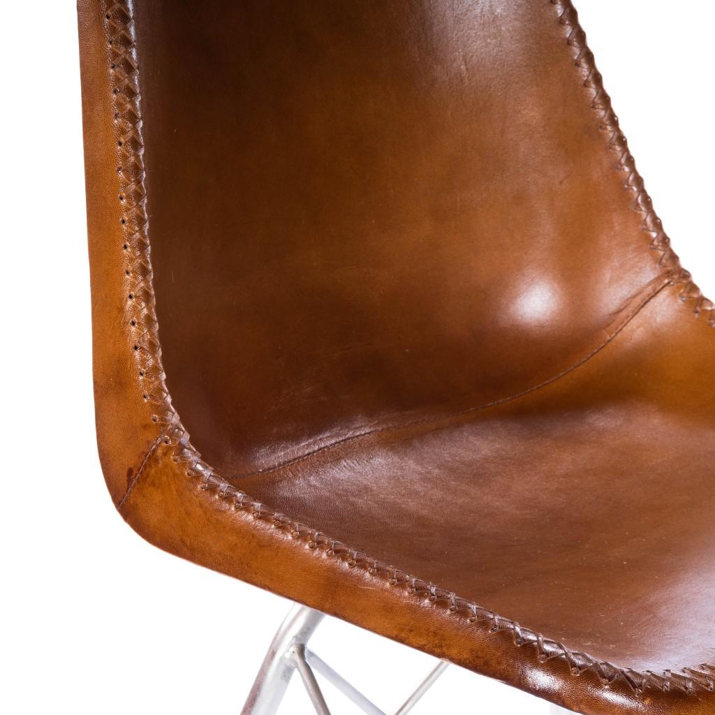 Light Brown Leather Side Chair