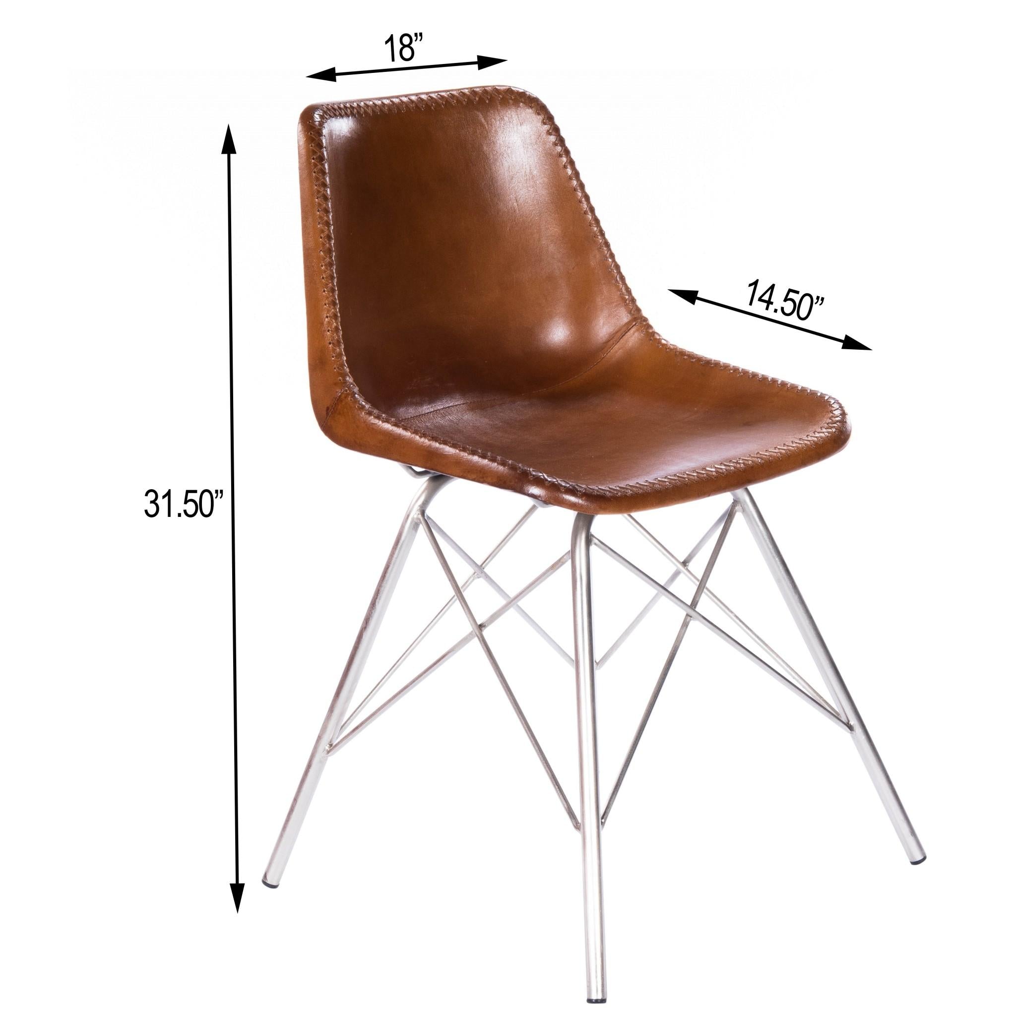 Light Brown Leather Side Chair