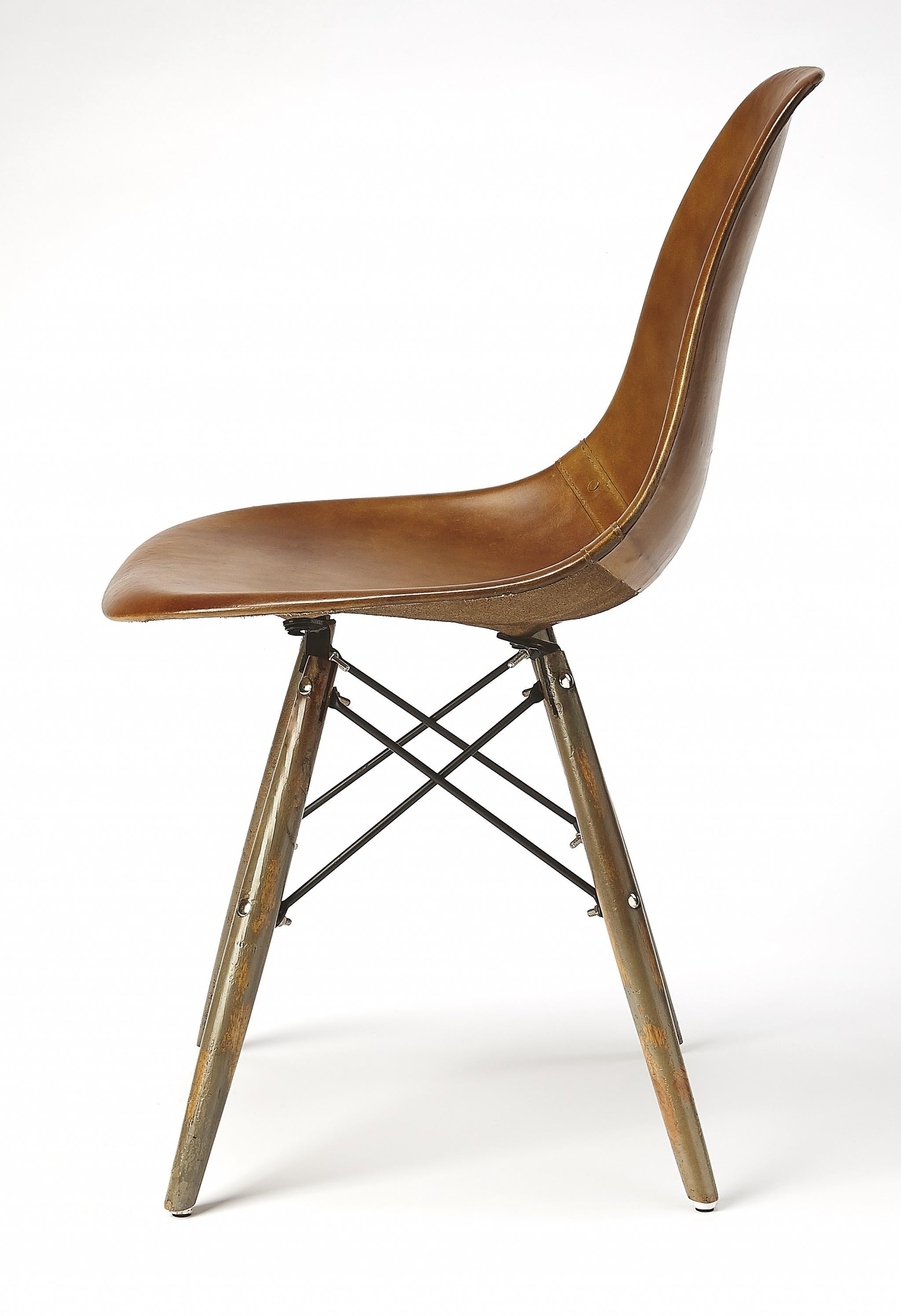 Medium Brown Leather Dining Chair