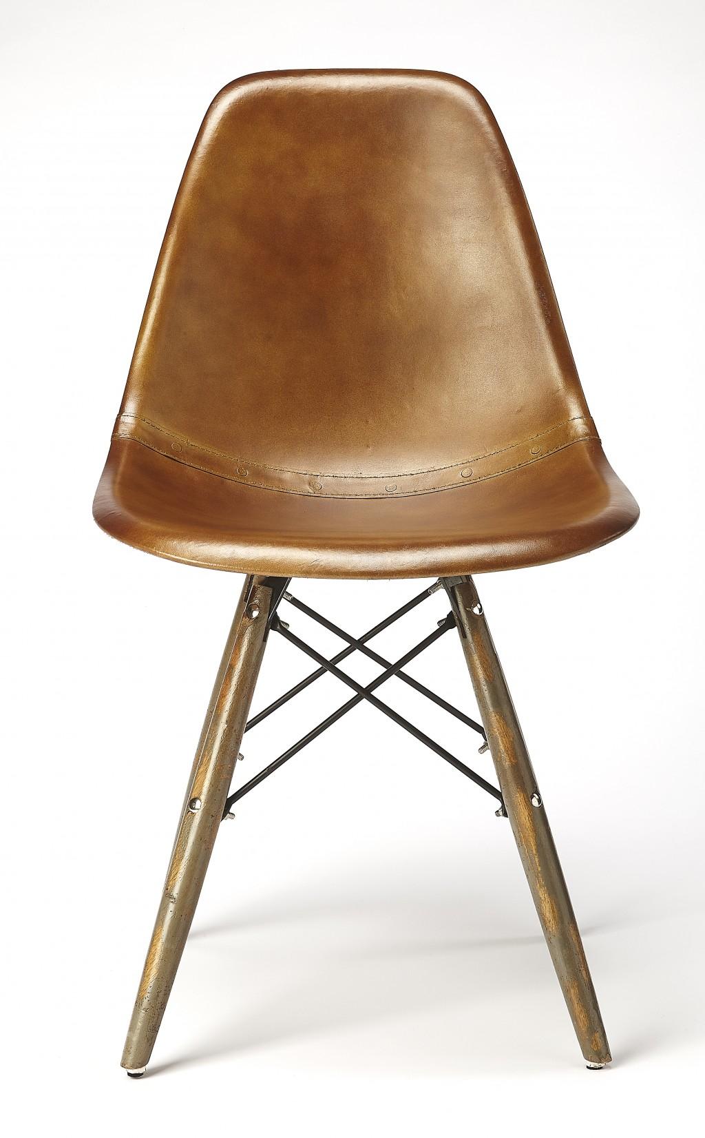 Medium Brown Leather Dining Chair