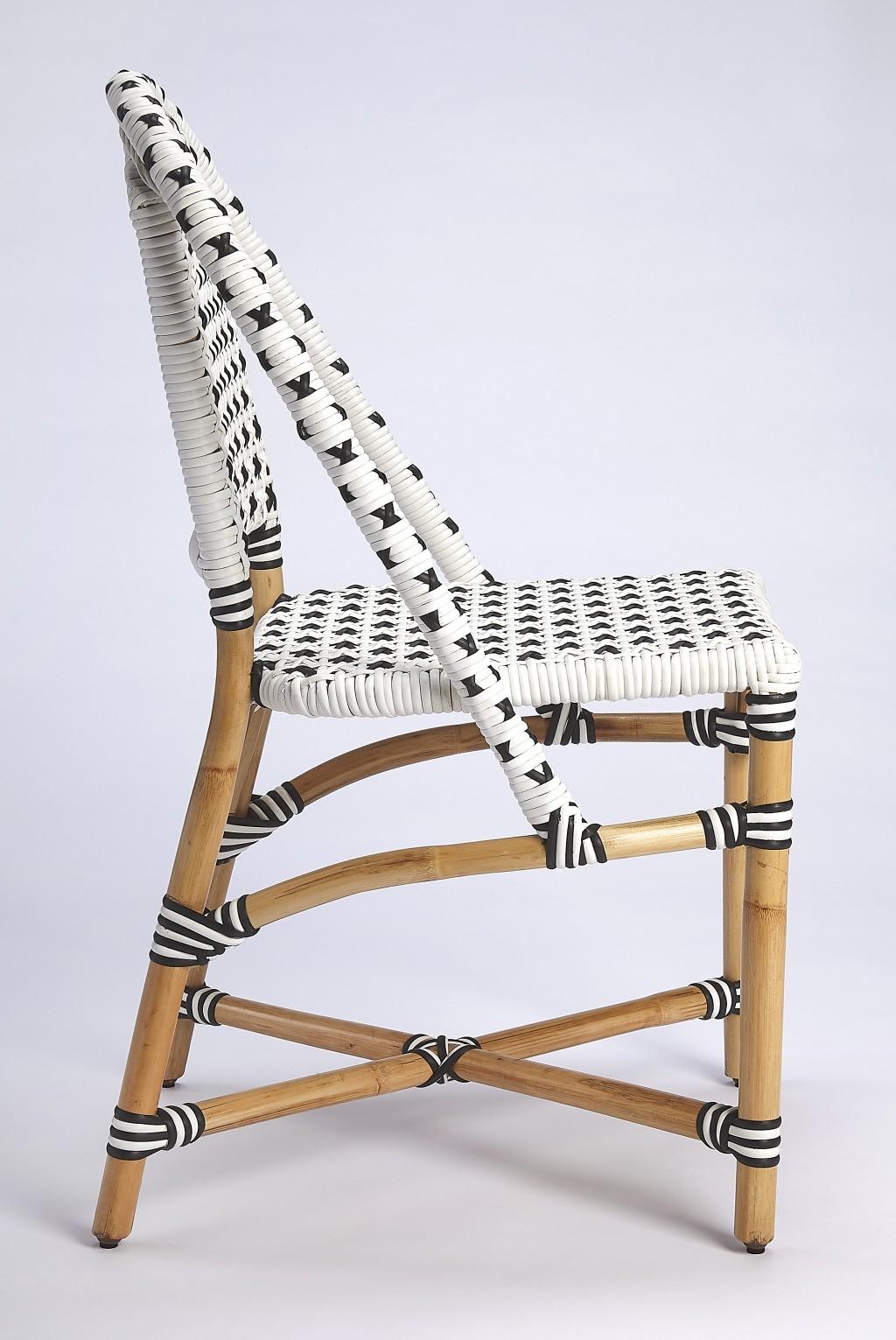 Indoor Outdoor Black and White Rattan Dining Chair