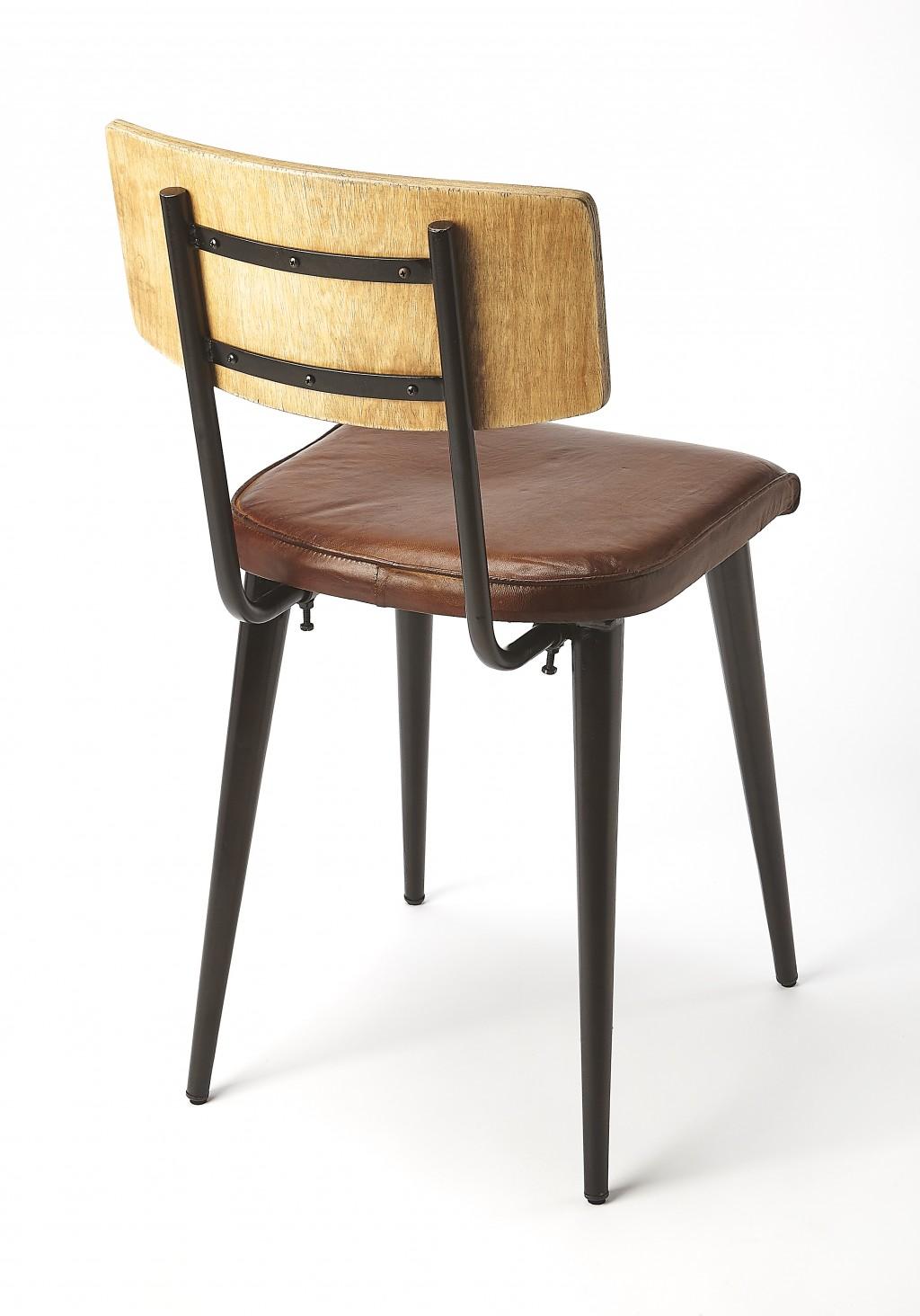 Metal and Wood Leather Dining Chair