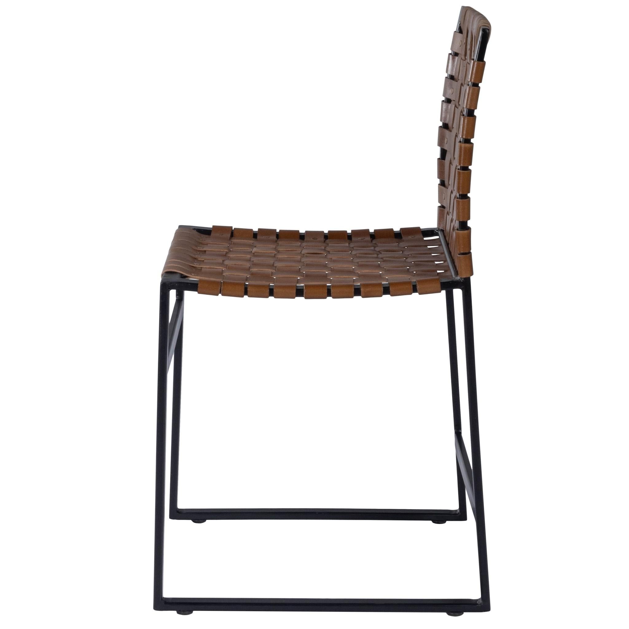 Brown Woven Leather Chair