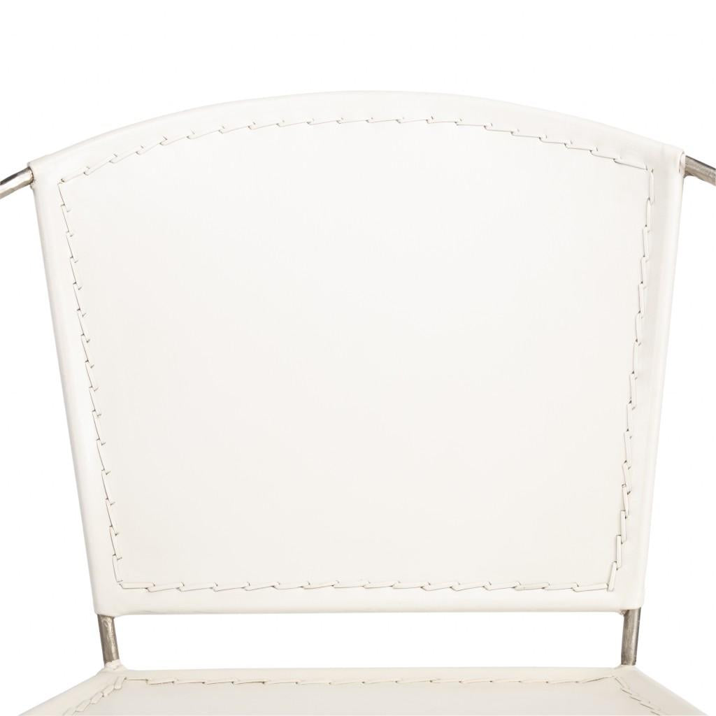 Modern Ring Shape White Leather Accent Chair