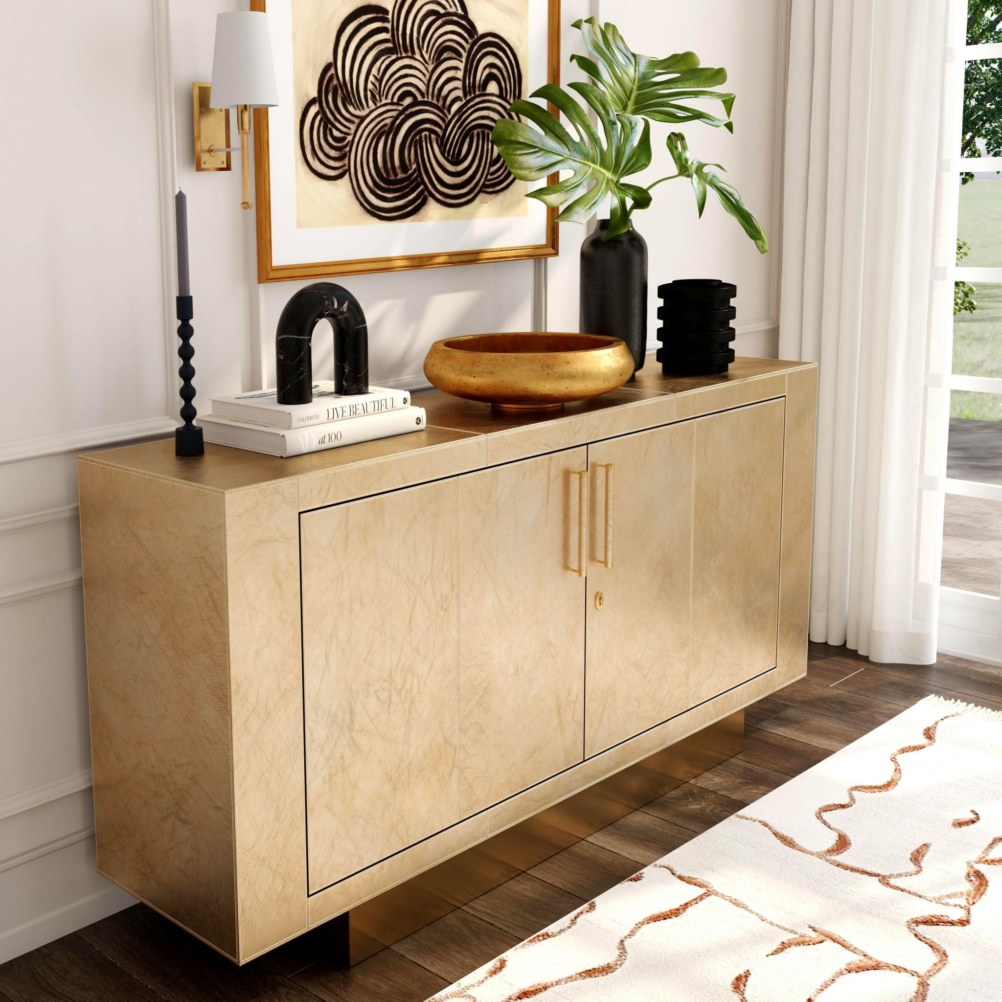 Francois Gold Leather Buffet