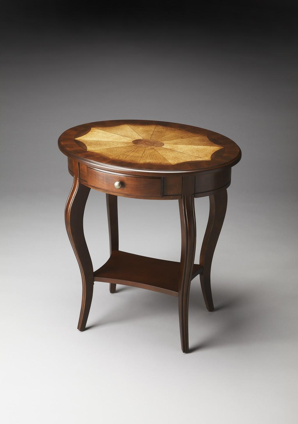 Traditional Cherry Oval Accent Table