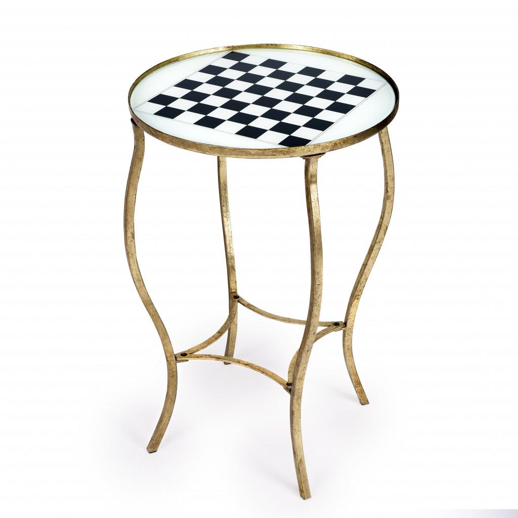 Antique Gold Black and White Game Table