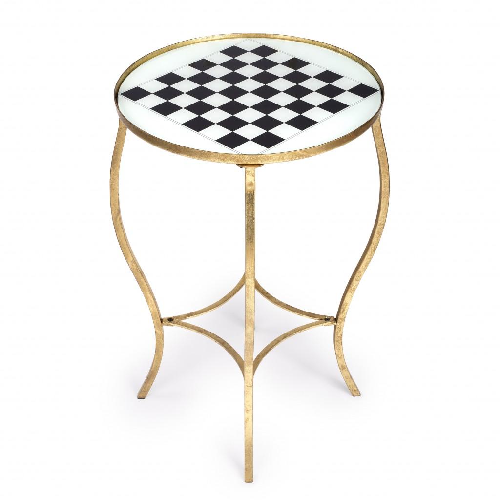 Antique Gold Black and White Game Table