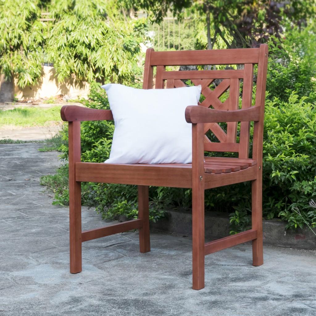 Brown Dining Armchair with Hatched Back