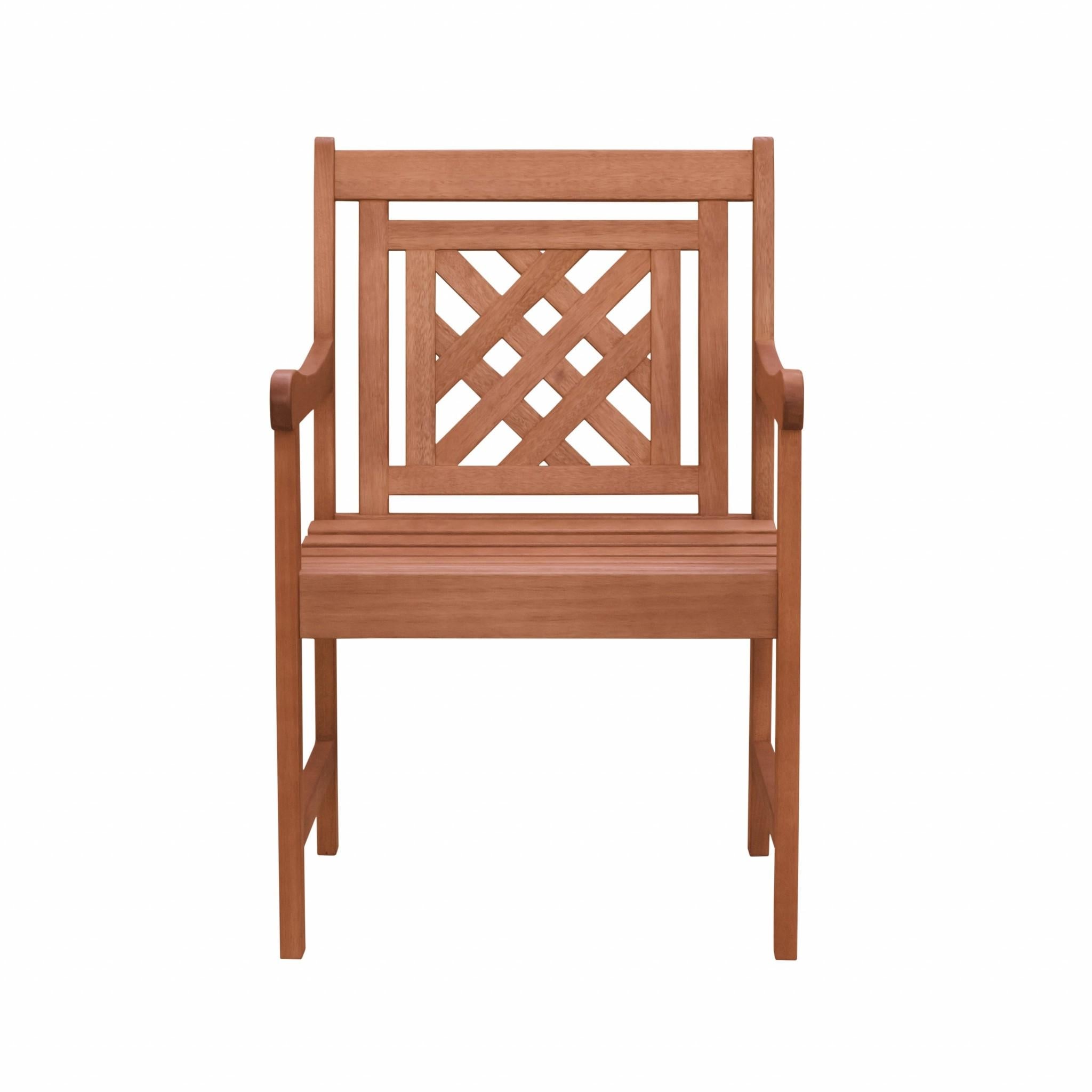 Brown Dining Armchair with Hatched Back