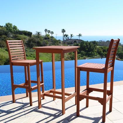 Brown Bar Chair with Horizontal Slats