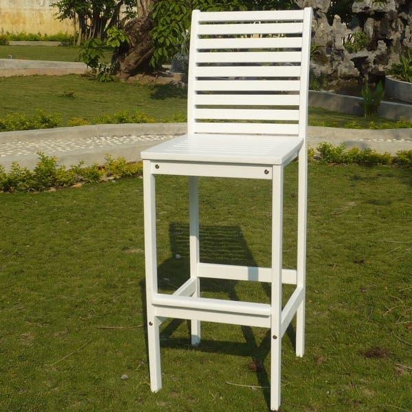 White Bar Chair with Horizontal Slats