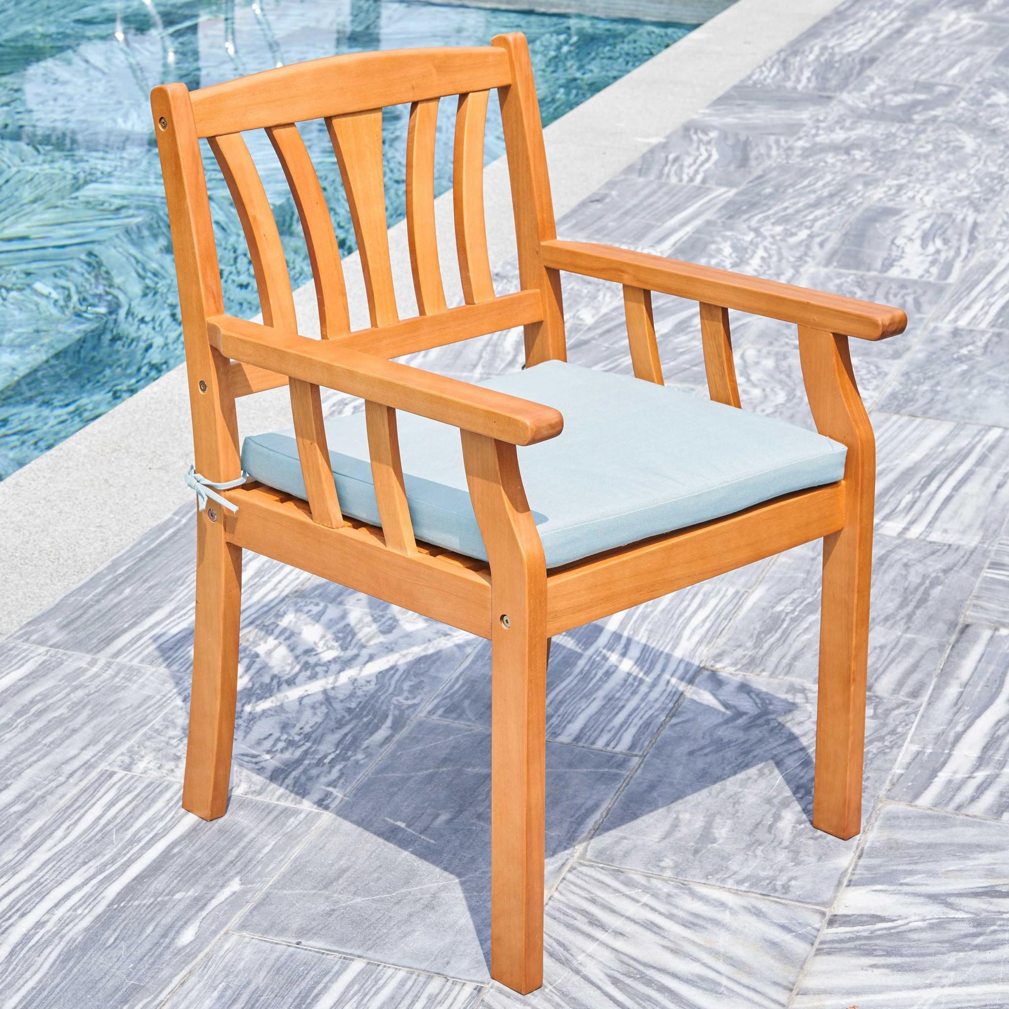 Light Wood Dining Armchair with Vertical Slats