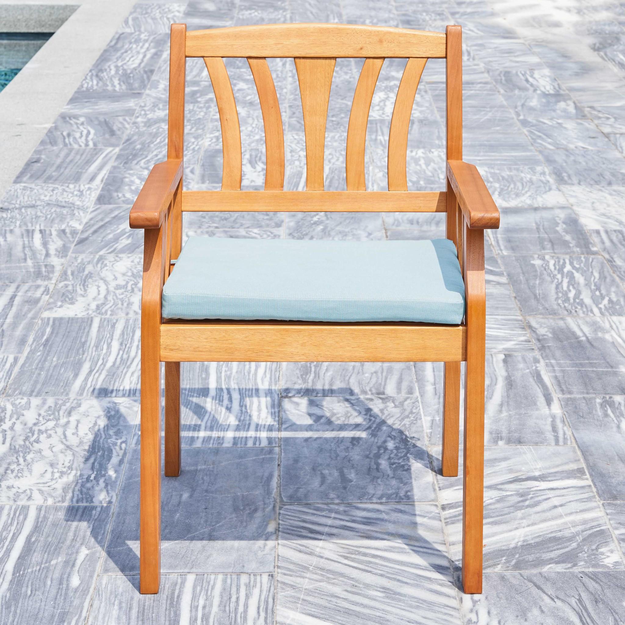 Light Wood Dining Armchair with Vertical Slats