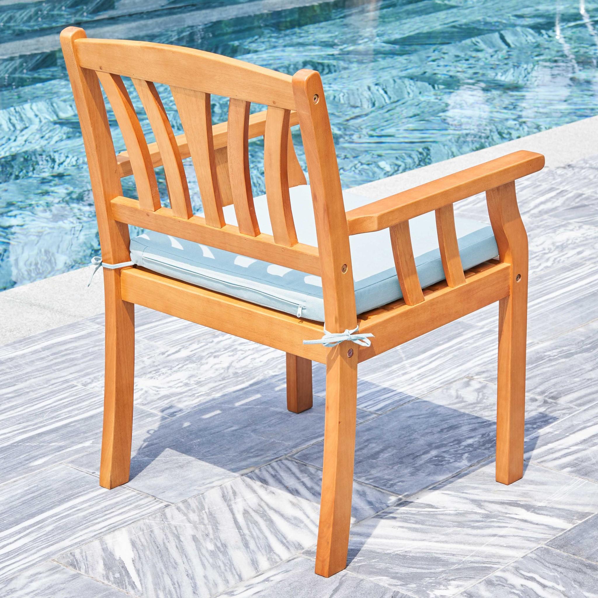 Light Wood Dining Armchair with Vertical Slats