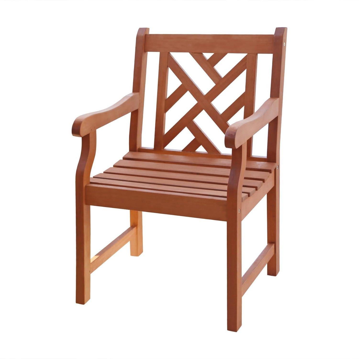 Brown Patio Armchair with Diagonal Design