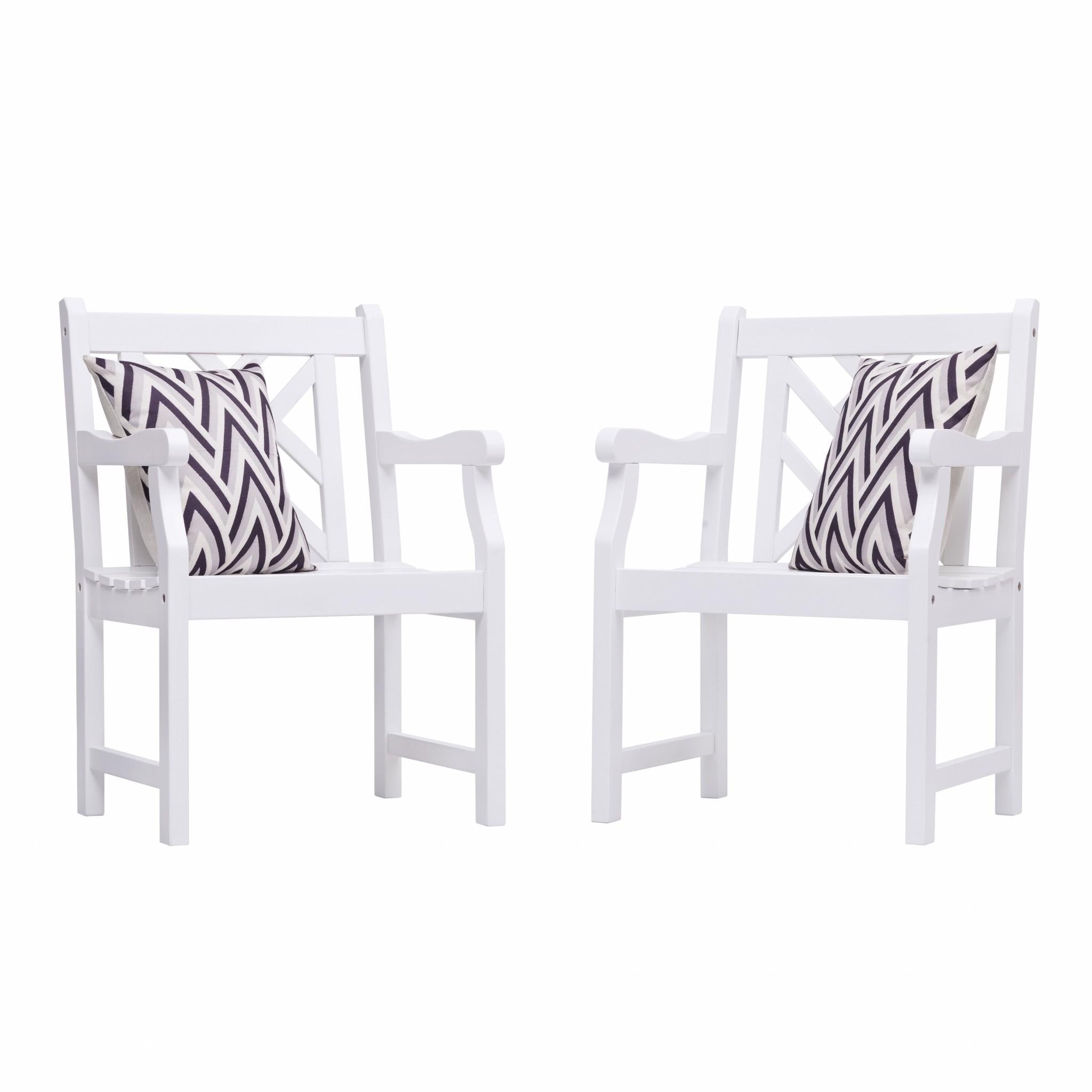 White Patio Armchair with Diagonal Design