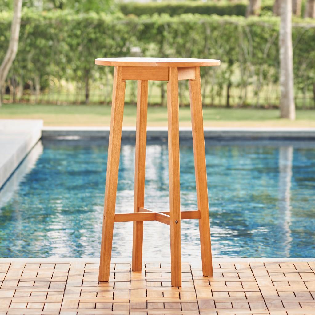 Natural Wood Round Bar Table