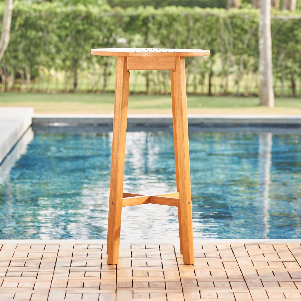 Natural Wood Round Bar Table