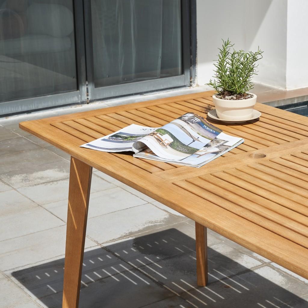 Natural Wood Dining Table with Slatted Top