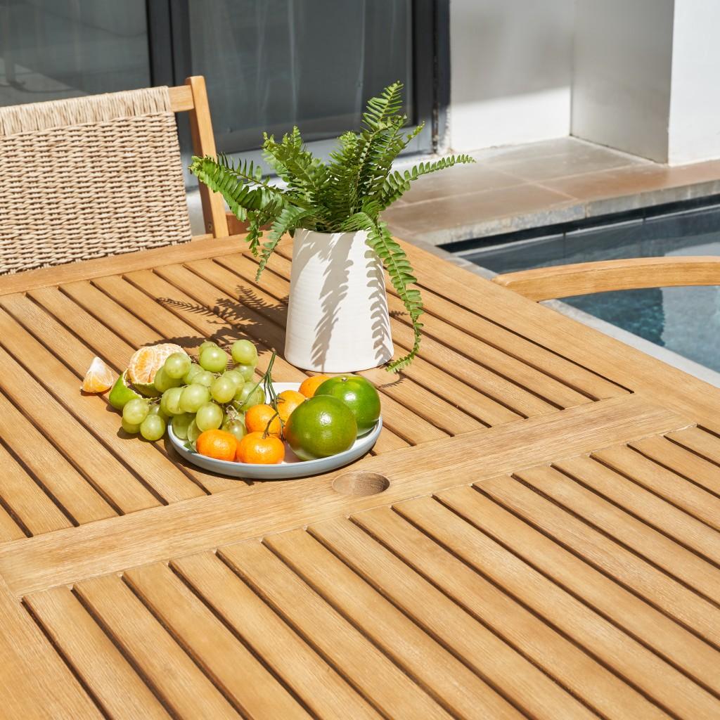 Natural Wood Dining Table with Slatted Top