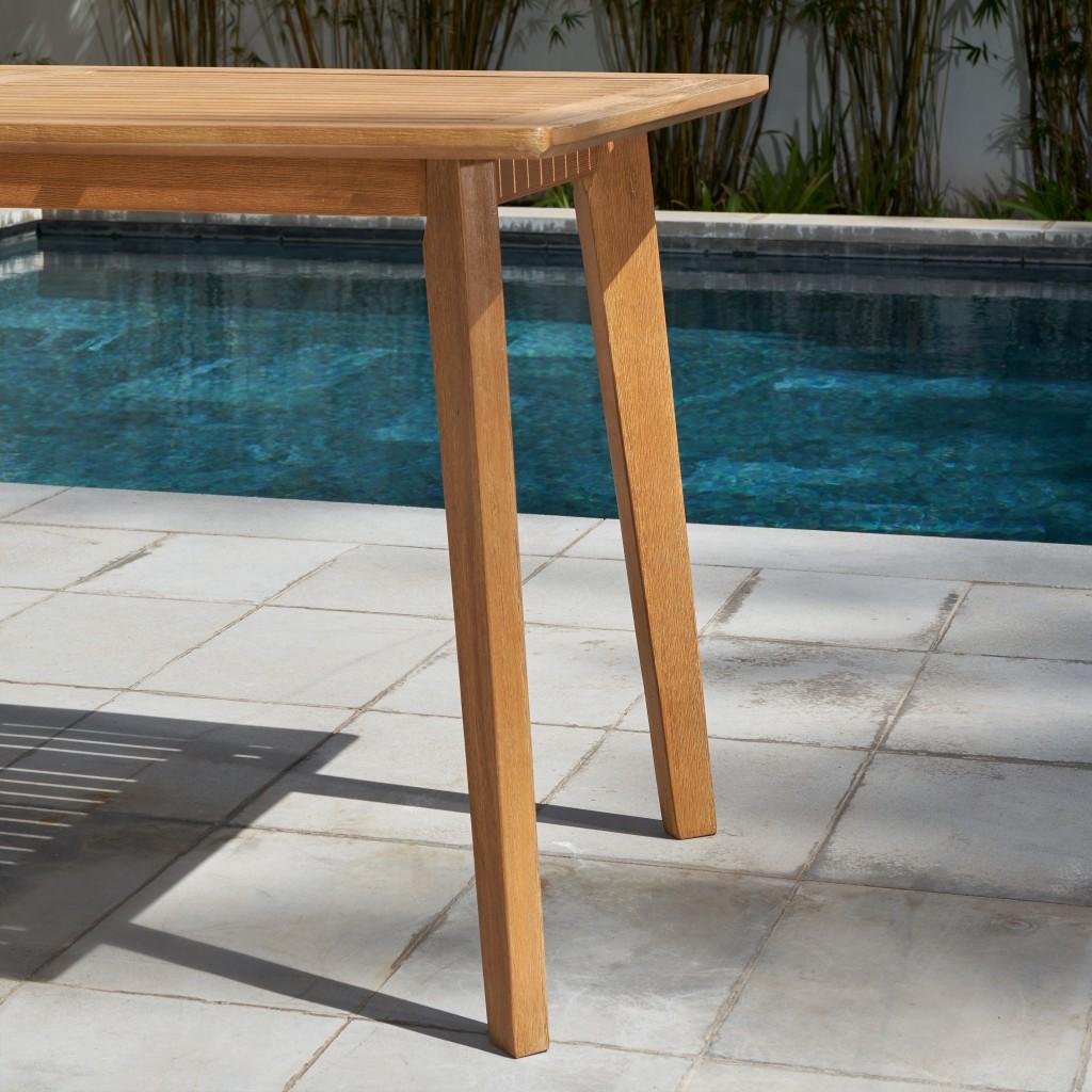 Natural Wood Dining Table with Slatted Top