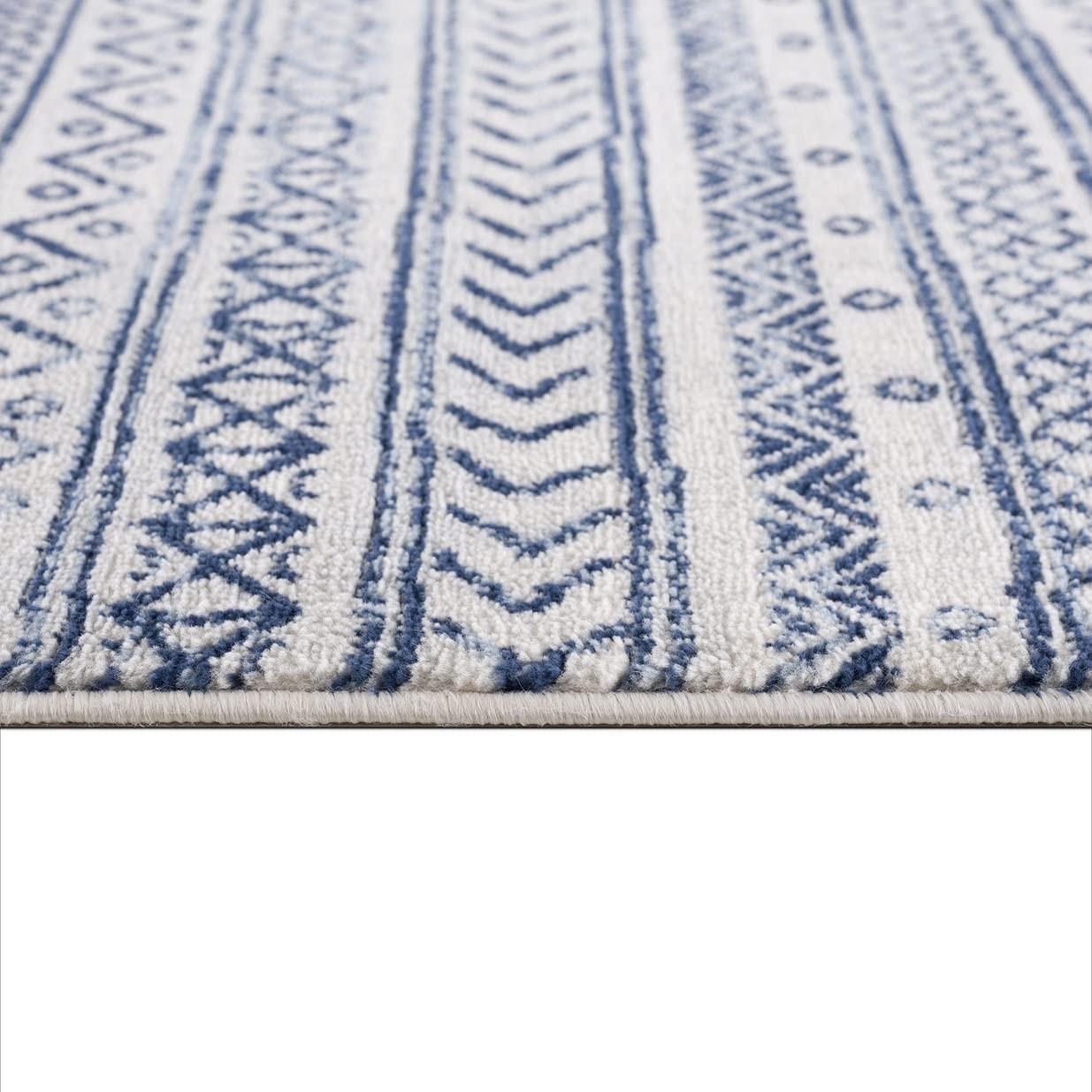 2’ x 13’ Navy Blue Decorative Stripes Runner Rug